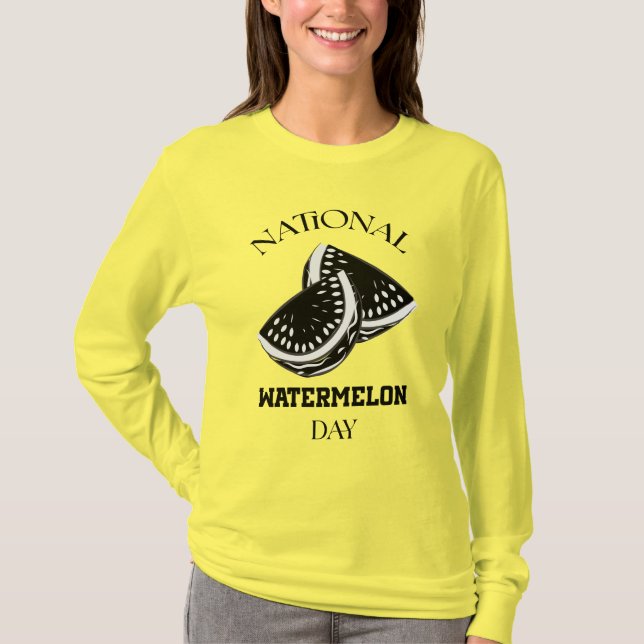 National Watermelon Day Sign T Shirt (Framsida)