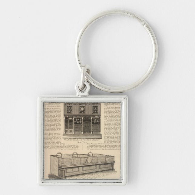 National Wire and Lantern Works, Howard and Morse Fyrkantig Silverfärgad Nyckelring (Framsidan)