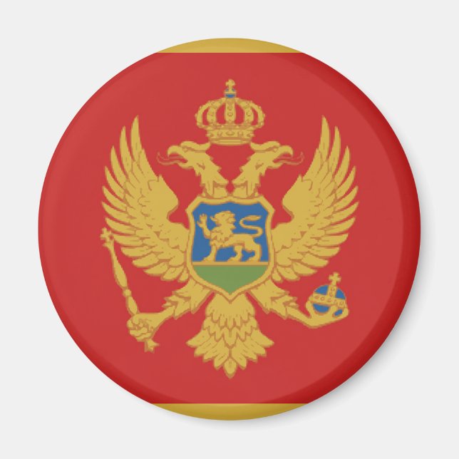 Nationalitetssymbol för Montenegro land flagga Magnet (Framsidan)