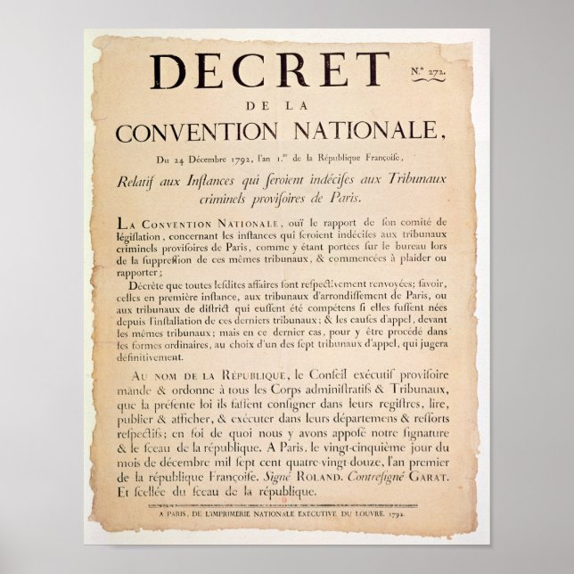 Nationalkonventets dekret poster (Framsidan)