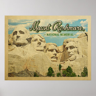 Nationalminnesmärket för Rushmore Vintage resor Poster