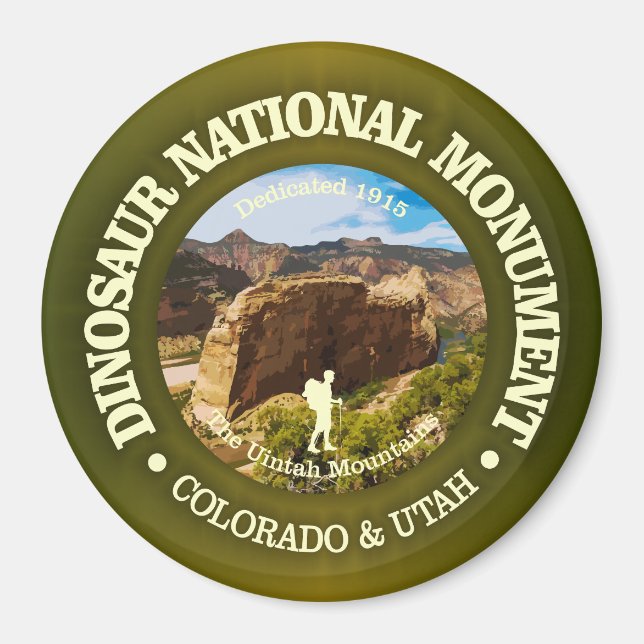 Nationalmonument i Dinosaur (NM) Magnet (Framsidan)
