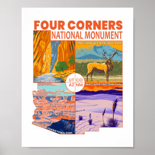 Nationalmonument över fyra hörn med Parker 2 Poster