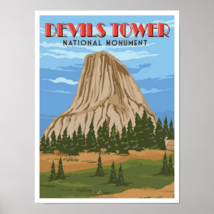 Nationalmonumentet djävulen Torn Vintage resor Poster