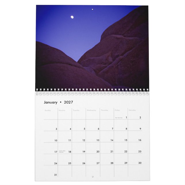 Nationalpark för Joshua träd Kalender (Jan 2027)