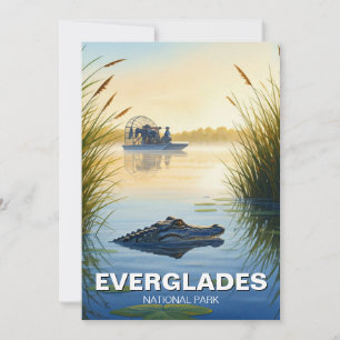 Nationalparken Airboat och Alligator Everglades Julkort