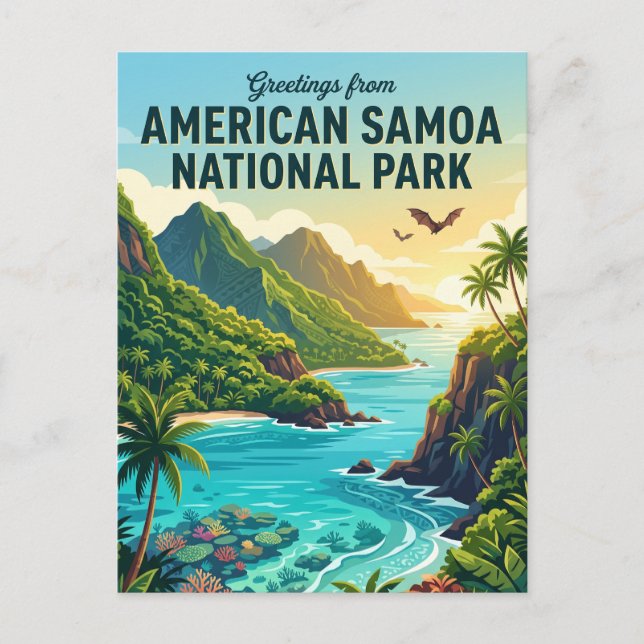 Nationalparken Amerikanska Samoa Vykort (Framsida)