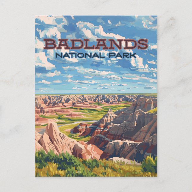 Nationalparken Badlands South Dakota Landskap Vykort (Framsida)