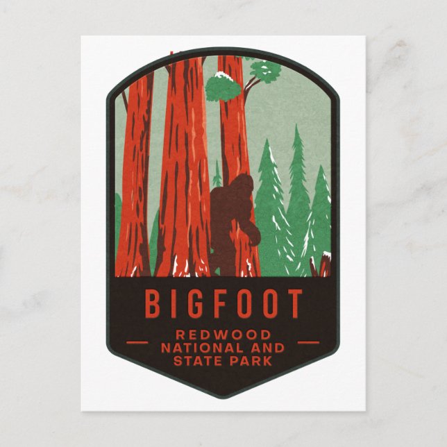 Nationalparken Bigfoot Redwood Vykort (Framsida)