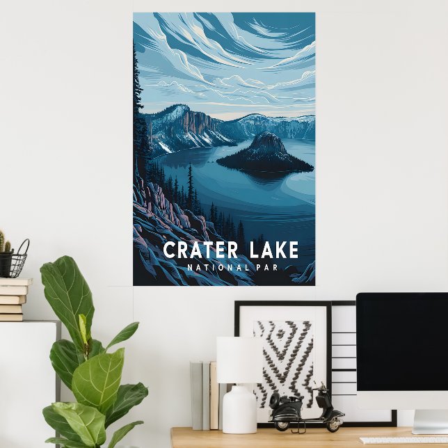 Nationalparken Crater Sjö: en blå Oasis Poster (Hemmakontoret)