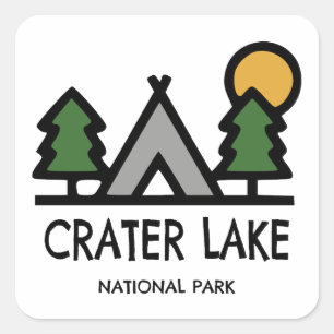 Nationalparken Crater Sjö Fyrkantigt Klistermärke