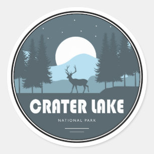 Nationalparken Crater Sjö Hjort Runt Klistermärke