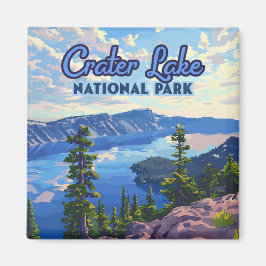 Nationalparken Crater Sjö Oregon Retro Magnet
