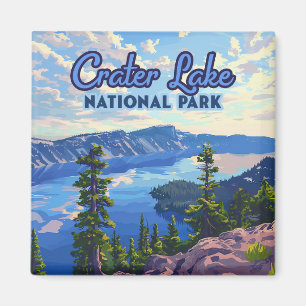 Nationalparken Crater Sjö Oregon Retro Magnet