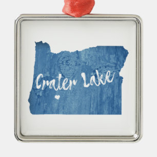 Nationalparken Crater Sjö Oregon Wood Grain Julgransprydnad Metall