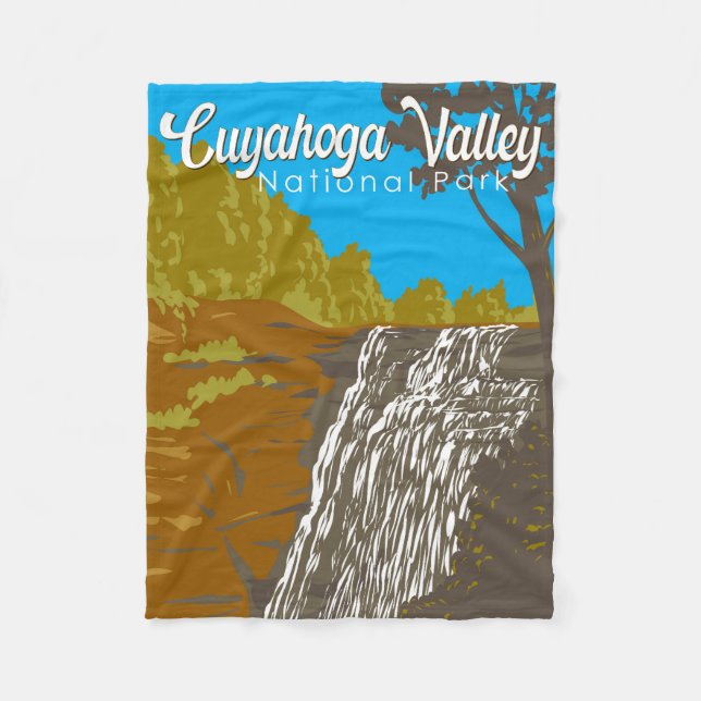 Nationalparken Cuyahoga Valley Illustration Travel Fleecefilt (Framsidan)