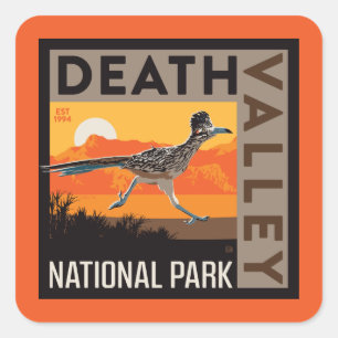 Nationalparken Dödsdalen Roadrunner Fyrkantigt Klistermärke