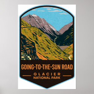 Nationalparken Glacier vid väg till Sol Poster