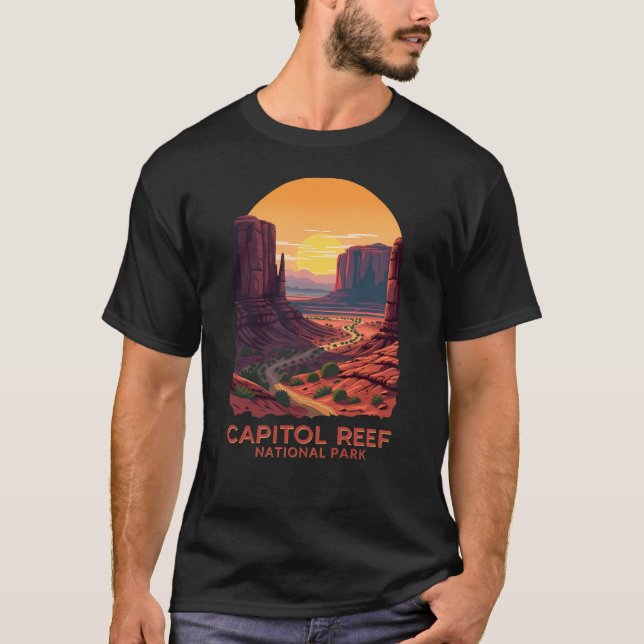 Nationalparken Huvudstad Reef - Desert Sunset T Shirt (Framsida)