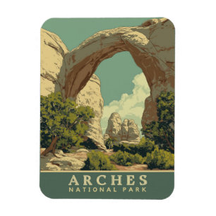Nationalparken i Vibrant Retro-Stil Arches Magnet