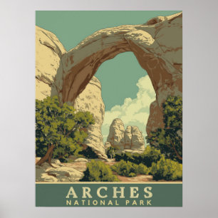 Nationalparken i Vibrant Retro-Stil Arches Poster