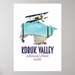 Nationalparken karta i Kobuk Valley Alaska Poster