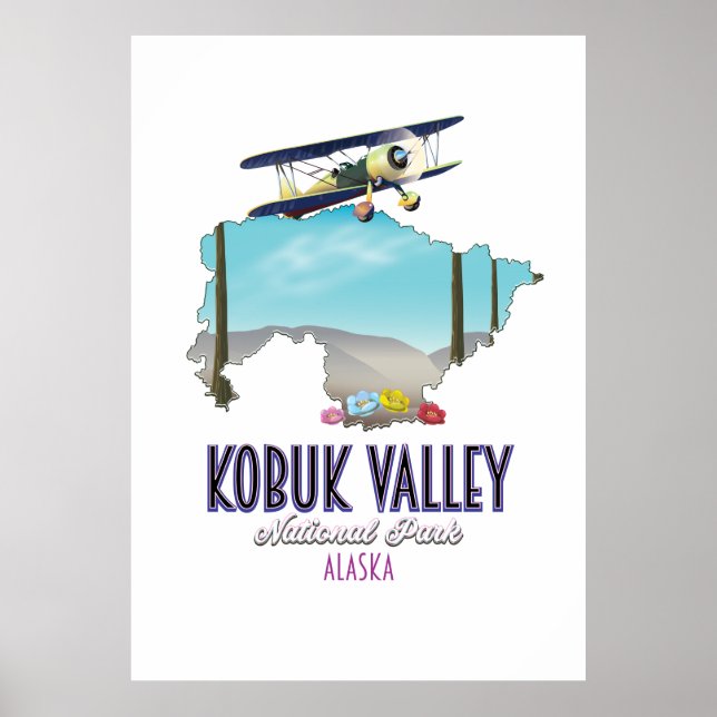 Nationalparken karta i Kobuk Valley Alaska Poster (Framsidan)