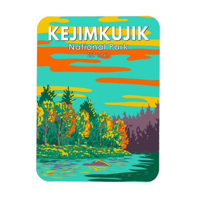 Nationalparken Kejimkujik, fortfarande Brook Canad Magnet (Vertikal)