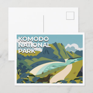 Nationalparken Komodo Öster Nusa Tenggara Travel Vykort