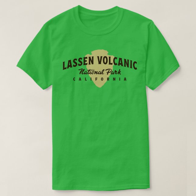 Nationalparken Lassen Volcanic Arched Text Brown T Shirt (Design framsida)