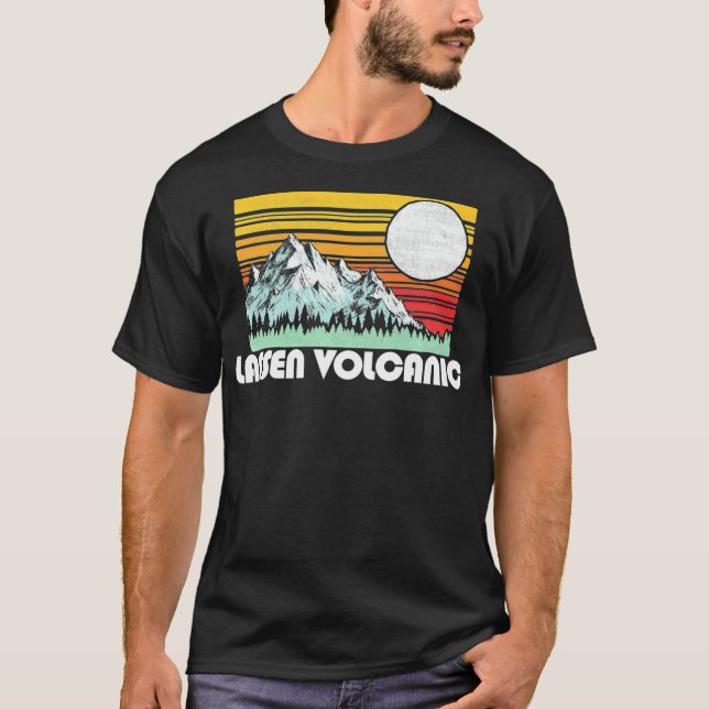 Nationalparken Lassen Volcanic Mountain Sol Retro T Shirt (Framsida)