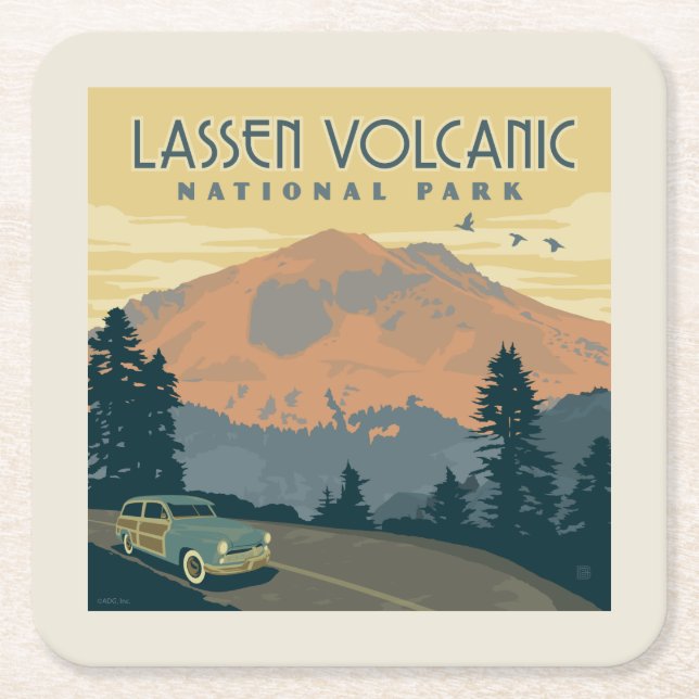 Nationalparken Lassen Volcanic | Väg Resa Underlägg Papper Kvadrat (Framsidan)