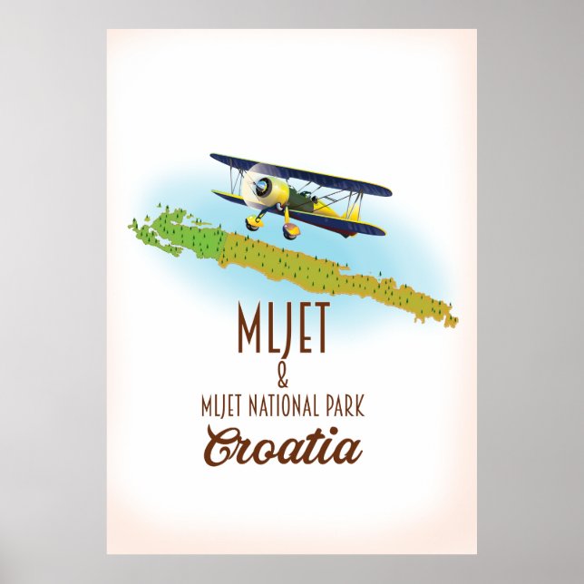 Nationalparken Mljet Kroatien karta Poster (Framsidan)