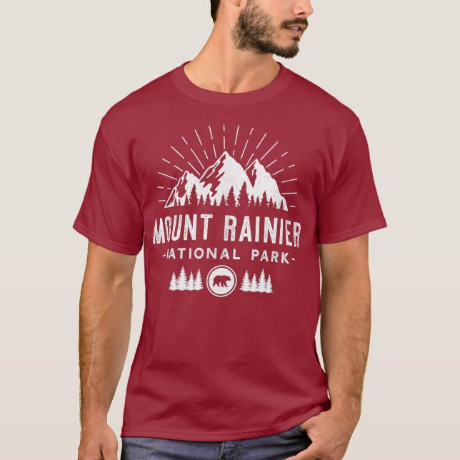 Nationalparken Mount Rainier - Retro-gåva T Shirt (Framsida)