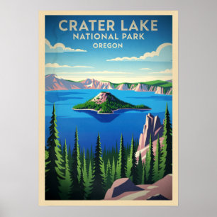 Nationalparken Oregon Crater sjö V01 Poster
