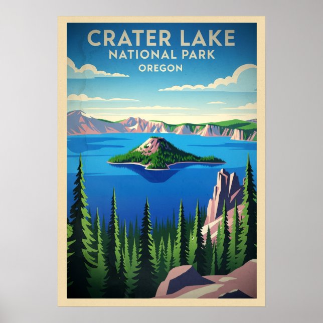 Nationalparken Oregon Crater sjö V01 Poster (Framsidan)