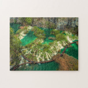 Nationalparken Plitvice Sjöar i Kroatien stililise Pussel