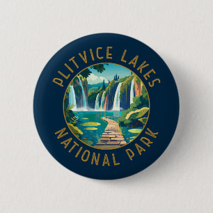 Nationalparken Plitvice Sjöar Kroatien Distress Knapp