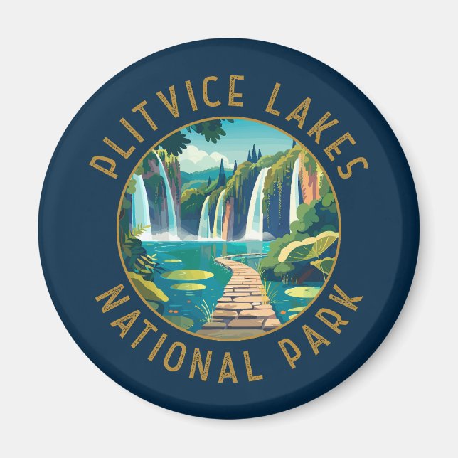 Nationalparken Plitvice Sjöar Kroatien Distress Magnet (Framsidan)