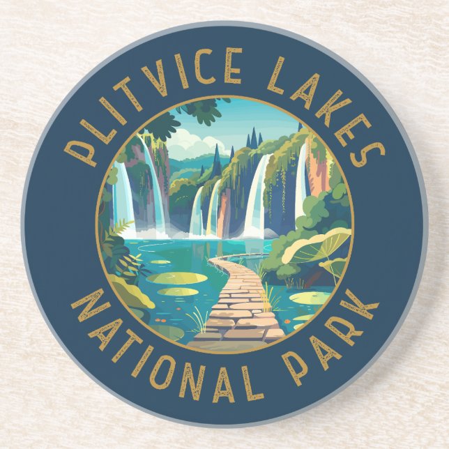 Nationalparken Plitvice Sjöar Kroatien Distress Underlägg (Framsidan)