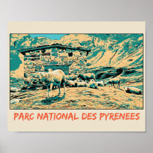 Nationalparken Pyrenées Frankrike, sheeps Poster