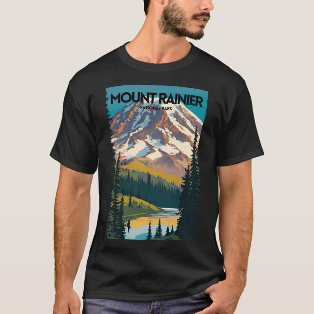 Nationalparken Rainier, traditionell resa PS T Shirt (Framsida)