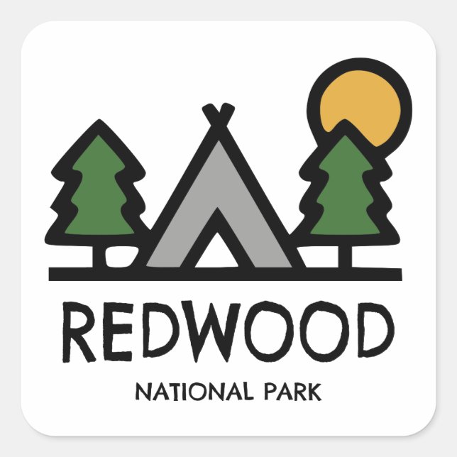 Nationalparken Redwood Fyrkantigt Klistermärke (Framsida)