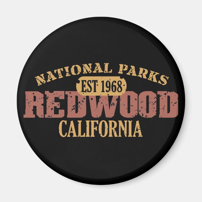 Nationalparken Redwood Magnet (Framsidan)