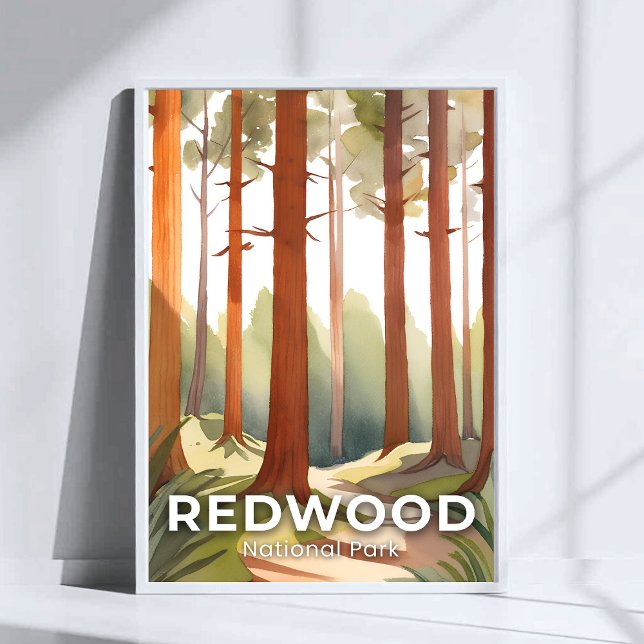 Nationalparken Redwood | Vattenfärgsresekonst Poster (Skapare uppladdad)