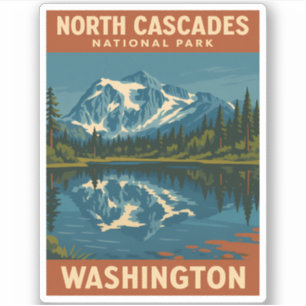Nationalparken Retro Vintage resor North Cascades Klistermärken
