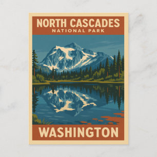 Nationalparken Retro Vintage resor North Cascades Vykort