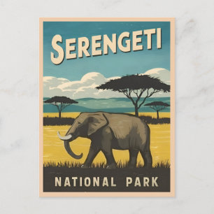Nationalparken Retro Vintage resor Serengeti Vykort