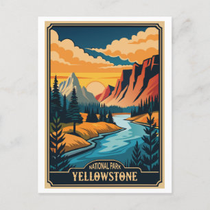 Nationalparken Retro Yellowstone Vykort