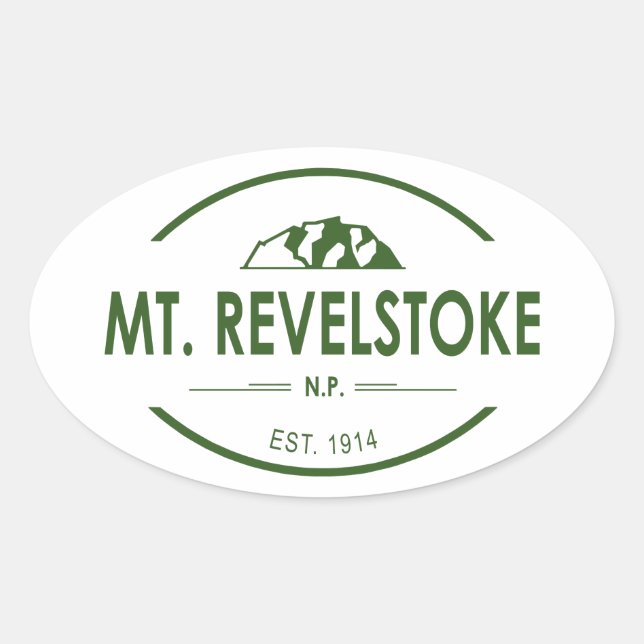 Nationalparken Revelstoke Ovalt Klistermärke (Framsida)